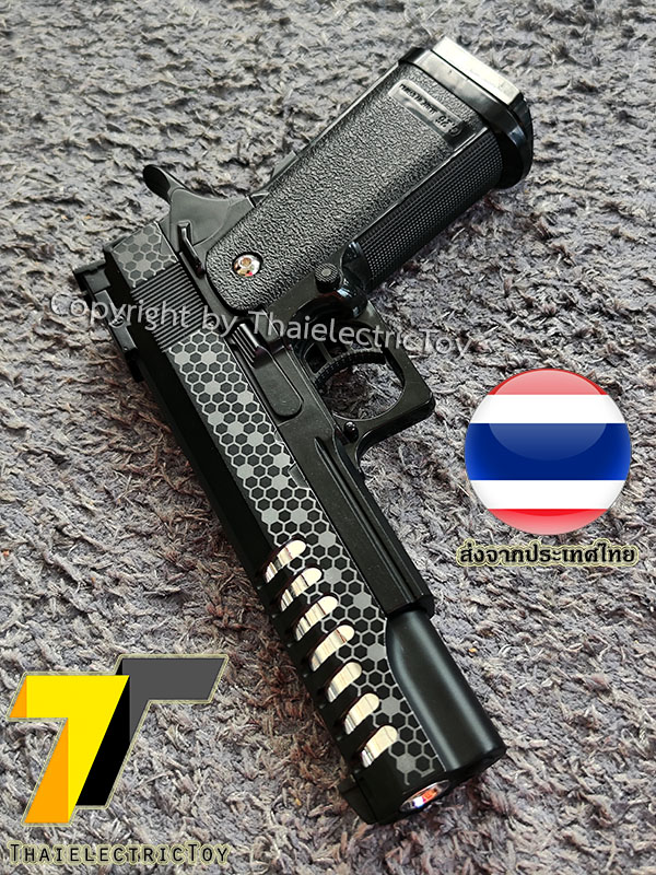 ปืนอัดลมเหล็ก K7-A ชักยิงทีล่ะนัด ลำกล้องยาว 7.5 นิ้ว หนัก 461 กรัม ใช้ลูกกระสุนพลาสติก 6 มิล