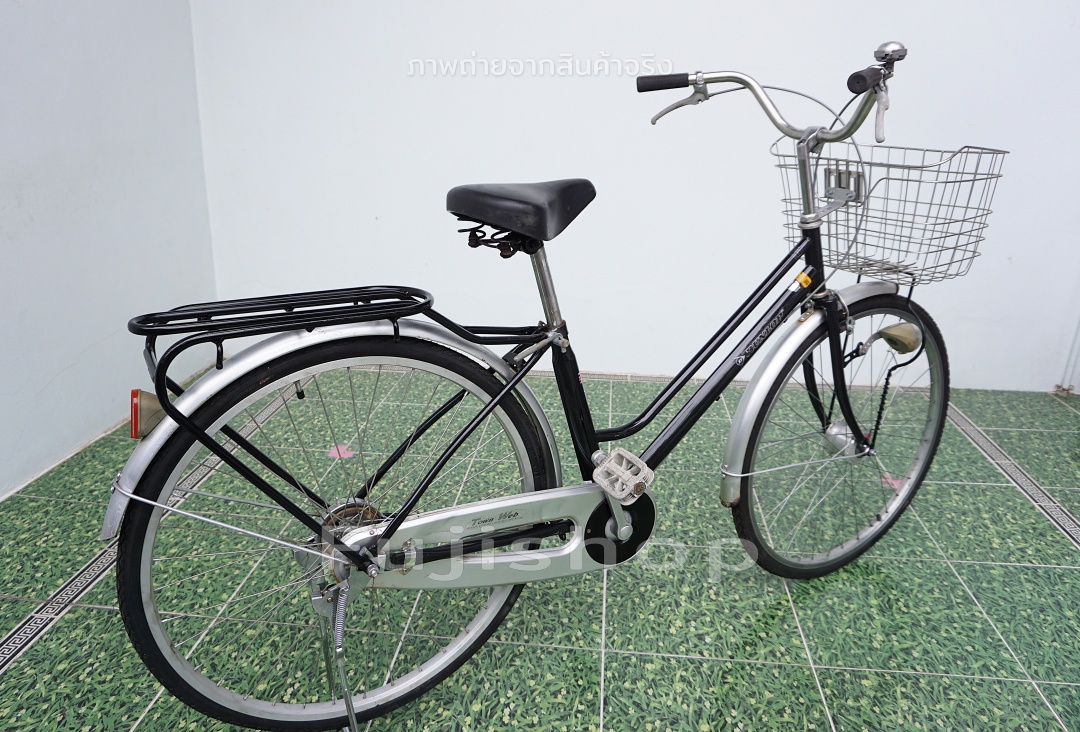 จักรยานแม่บ้านญี่ปุ่น - ล้อ 26 นิ้ว - ไม่มีเกียร์ - ไฟหน้าอัตโนมัติ - Dunlop - สีดำ [จักรยานมือสอง]