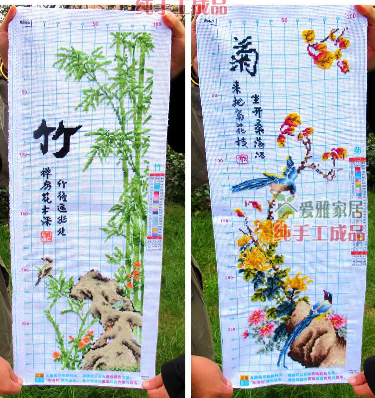 bloom-1026 *พร้อมส่ง* ชุดปักครอสติช นกน้อยกับกล้วยไม้ (ผ้า11CTพิมพ์ลาย ปัก 3 เส้นเล็ก) ขนาด 38*75 ซม. ผ้าครอสติช 11CTพิมพ์ลายปักบนผ้า ไหมคอตตอน 18 สี ผังลาย เข็ม