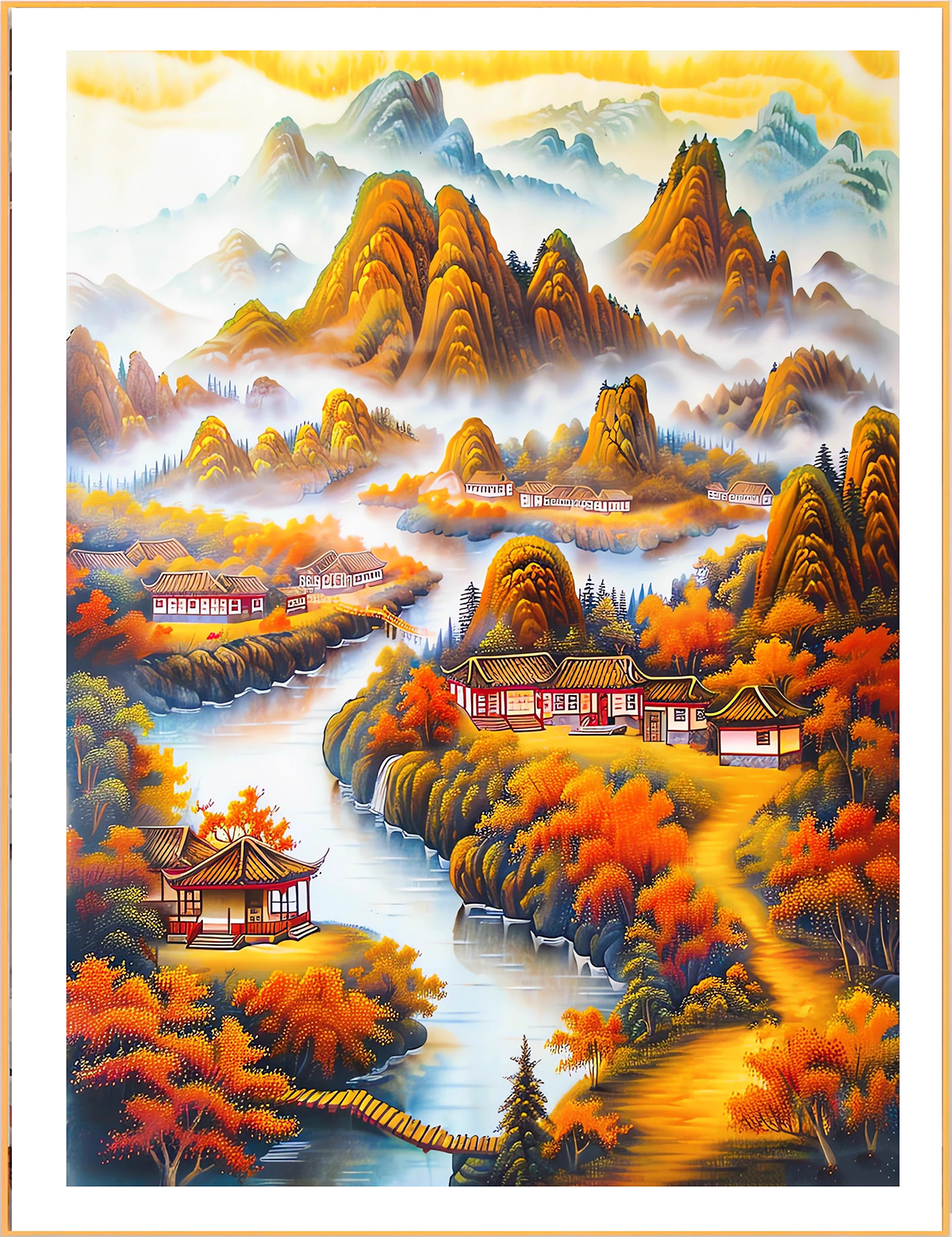 view-1152 *สินค้าหมด* ชุดปักครอสติช ลายขุนเขากับสายหมอก (ปักเต็มผืนผ้า ไม่มีเดินเส้น ผ้า11CT พิมพ์ลาย ปัก 3 เส้นเล็ก) ขนาด 50*60 ซม.ผ้าครอสติช 11CTพิมพ์ลายปักบนผ้า ไหมคอตตอน 41 สี ผังลาย เข็ม