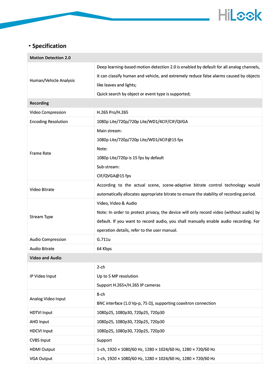 HILOOK eDVR DVR-E08G-XD (8 CH) เครื่องบันทึกกล้องวงจรปิด 8 CH สำหรับกล้องระบบ HD ความละเอียดไม่เกิน 2 ล้านพิกเซล มี eSSD 1TB ในตัว BY BILLIONAIRE SECURETECH DVR-E08G-XD