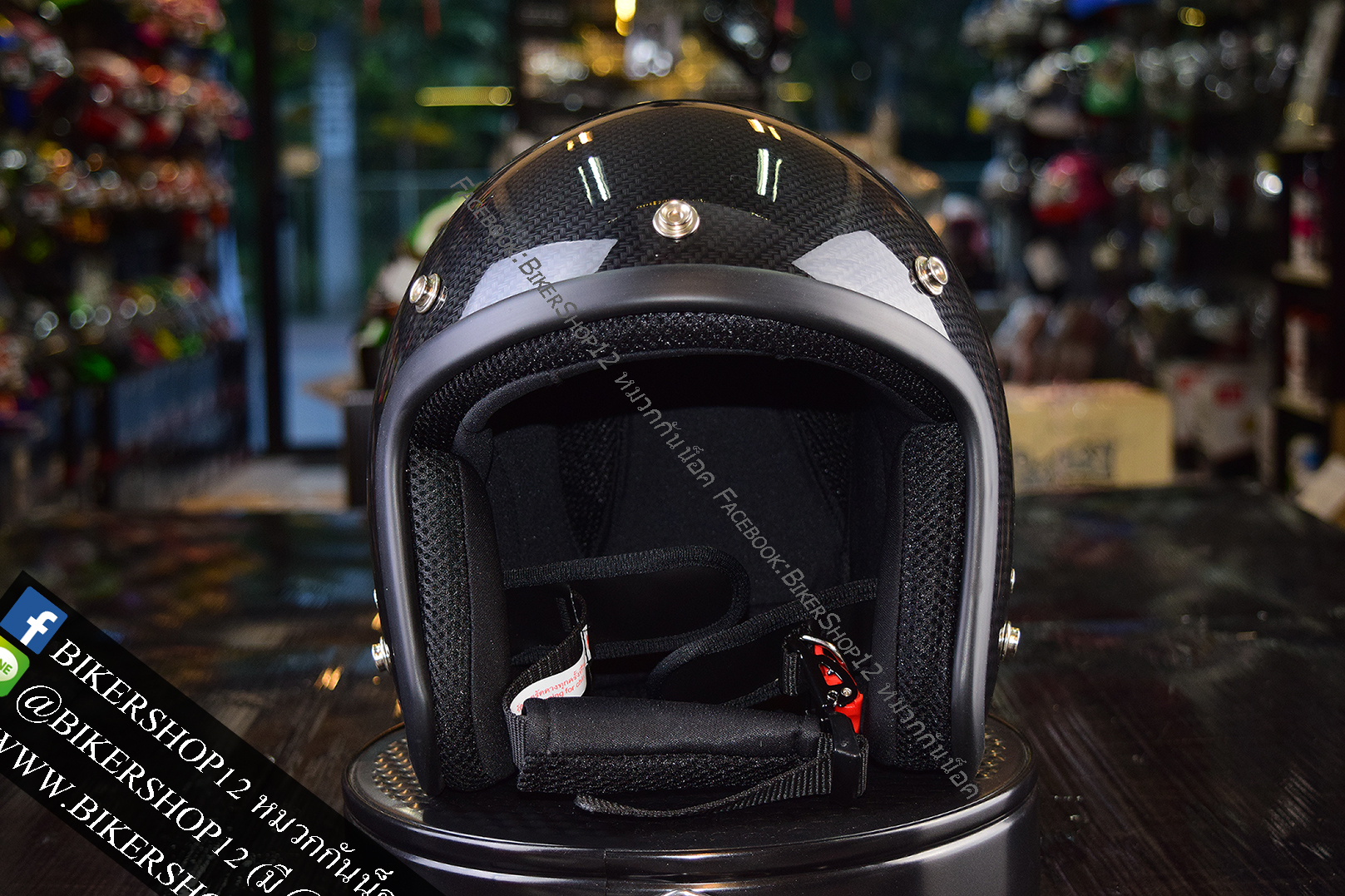 หมวกกันน็อคคลาสสิก 5เป๊ก Carbon Skin