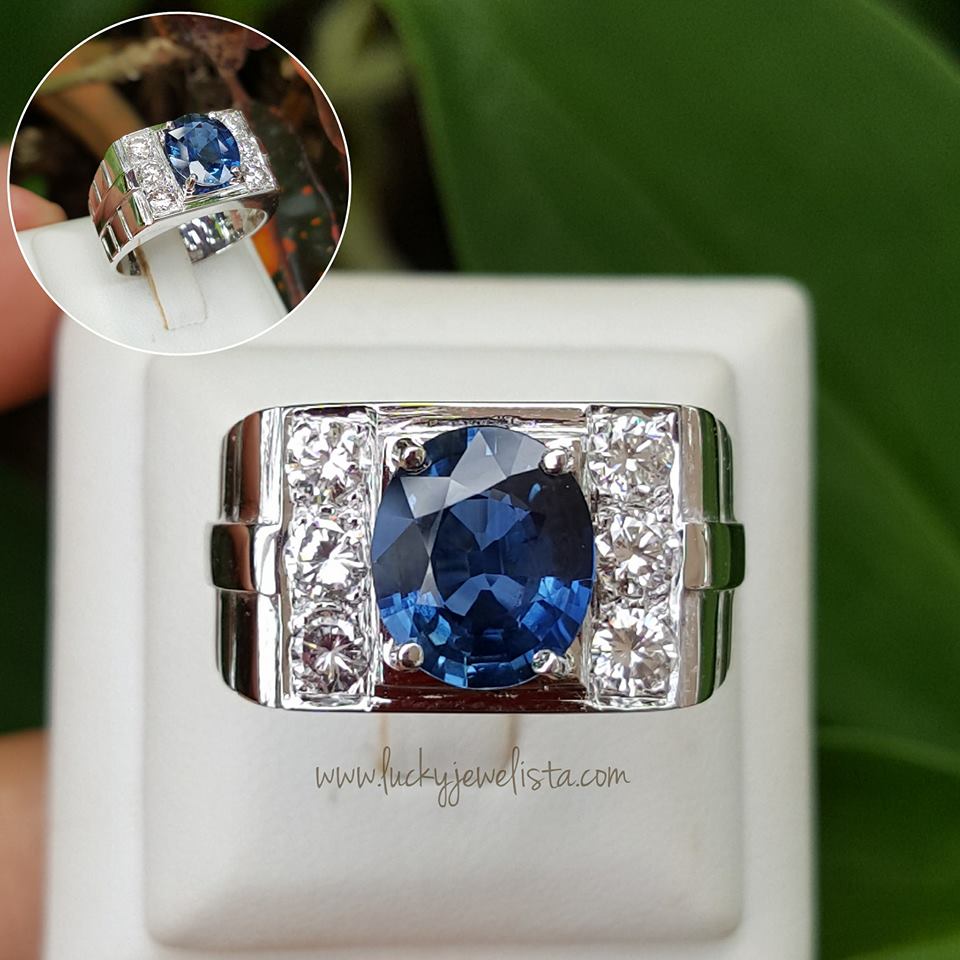 แหวนพลอยไพลิน บางกะจะ Blue sapphire