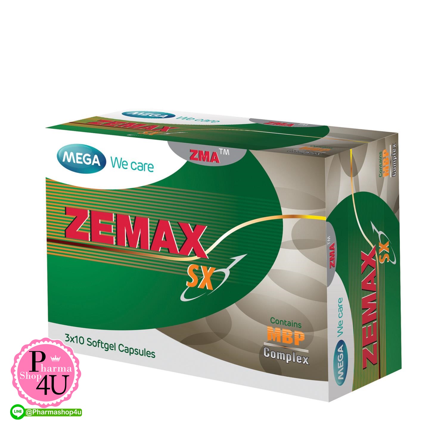 Mega We Care Zemax SX เมก้า วีเเคร์ ซีแมกซ์ เอสเอ็กซ์ (ผลิตภัณฑ์เสริมอาหาร) 1กล่อง/30เม็ด