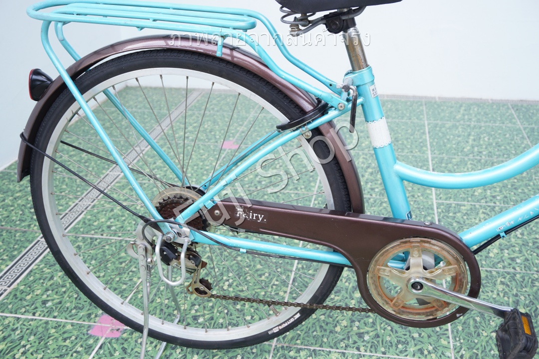 จักรยานแม่บ้านญี่ปุ่น - ล้อ 26 นิ้ว - เกียร์ 6 สปีด - ไฟหน้าอัตโนมัติ - สีฟ้า [จักรยานมือสอง]