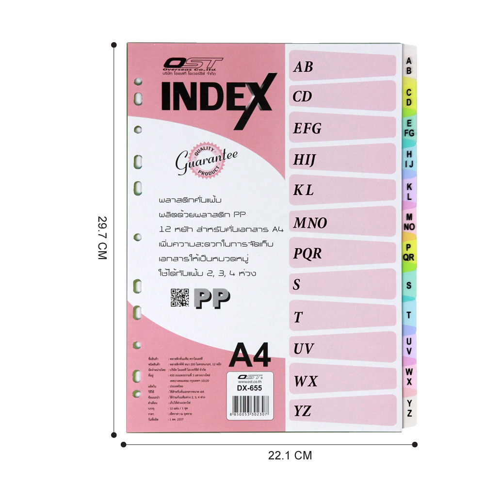 12 Tabs Index Divider Translucent Multi-Colors