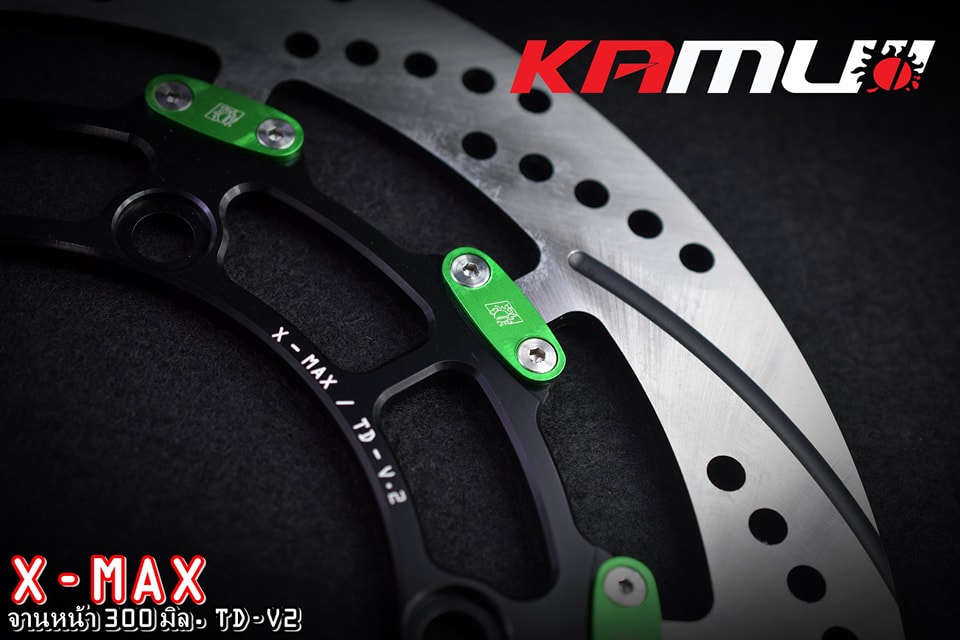 จานหน้าขนาด 300 มิล. TD-V.2 FORZA300-350 - XMAX300 - ใส่ปั๊ม Brembo ไม่ติดหมุด ไม่ต้องตัดผ้าเบรค - จับหน้าผ้าเบรคได้เต็ม เบรคระยะสั้นลง - มีความสวยงาม แข็งแรง ทนทาน -จานดิสก์ สแตนเลส 410DB ผ่านการชุบแข็ง ไม่มีไม่ได้แล้ว จานหน้าขนาด 300 มิล TD-V.2 ใบละ 4,5