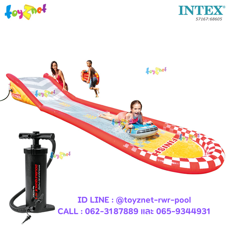 Intex Racing Fun Slide 5.61x1.19x0.76 m no.57167 + DQIII-S Air Pump