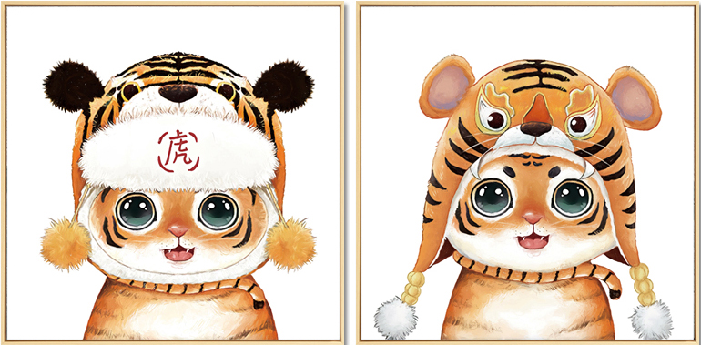 cat-1021 *สินค้าหมด* ชุดปักครอสติช ลายชุดเซต 2 ชิ้น แมวหัวเสือ (ไม่มีเดินเส้น ผ้า11CTพิมพ์ลาย ปัก 3 เส้นเล็ก) ขนาดภาพละ 50*50 ซม.ผ้าครอสติช 11CTพิมพ์ลายปักบนผ้า ไหมคอตตอน 47 สี ผังลาย เข็ม