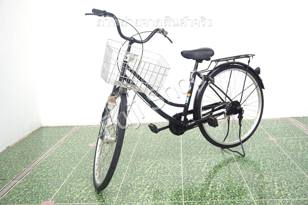 จักรยานแม่บ้านญี่ปุ่น - ล้อ 26 นิ้ว - ไม่มีเกียร์ - ไฟหน้าอัตโนมัติ - สีดำ [จักรยานมือสอง]