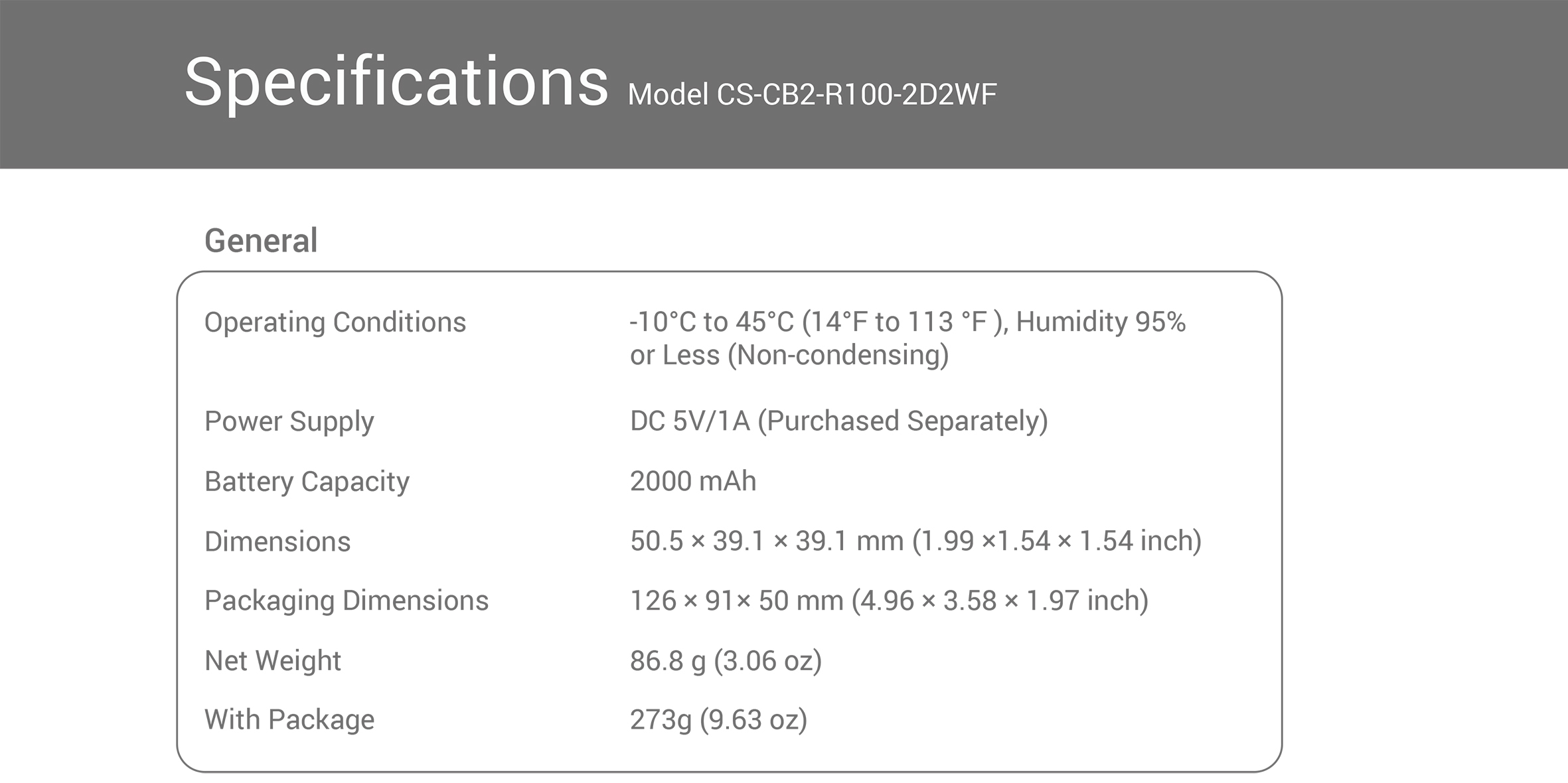 EZVIZ CB2 กล้องวงจรปิดระบบ IP WIFI ความละเอียด 2 ล้านพิกเซล มีแบตเตอรี่ มีไมค์และลำโพงในตัว ขายึดเป็นแม่เหล็ก **ไม่มี PORT LAN** BY BILLIONAIRE SECURETECH EZVIZ CB2