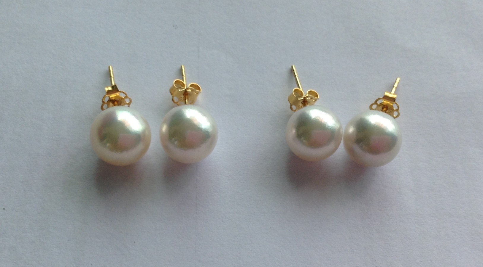 ต่างหูไข่มุกอะโกย่าญี่ปุ่นแท้ 9-9.5 มิล กลม ก้านทอง 14k AAA