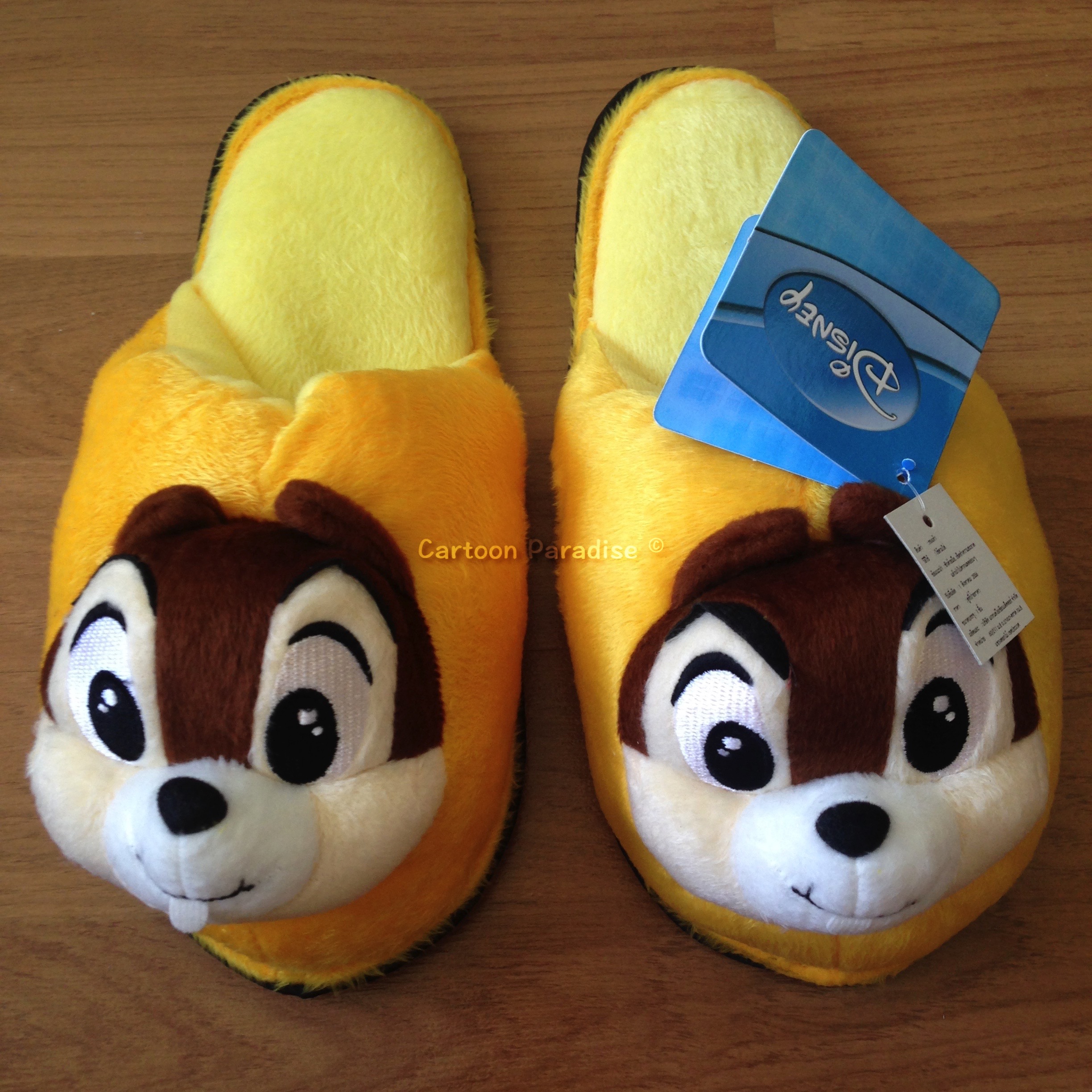Disney รองเท้าใส่ในบ้าน รองเท้าแตะ ดิสนีย์ ชิพ เดล ลิขสิทธิ์แท้ Disney Chip Dale Slippers Shoes Sandal Yellow Free Size