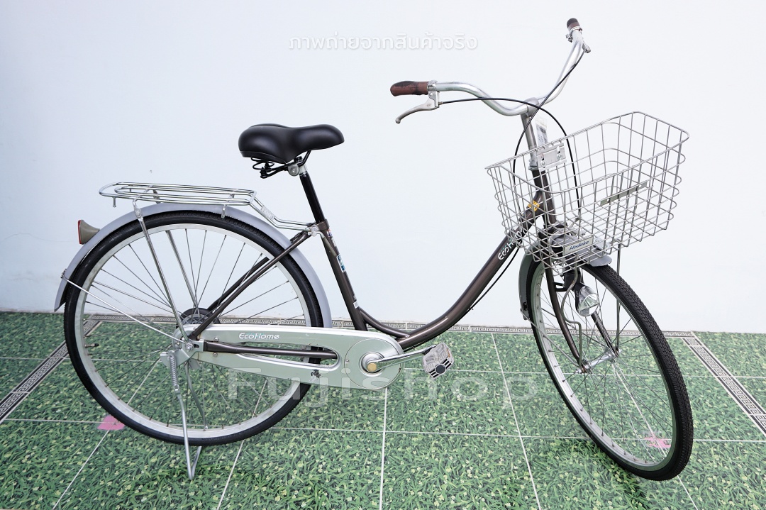 จักรยานแม่บ้านญี่ปุ่น - ล้อ 26 นิ้ว - ไม่มีเกียร์ - EcoHome - สีเทา [จักรยานมือสอง]