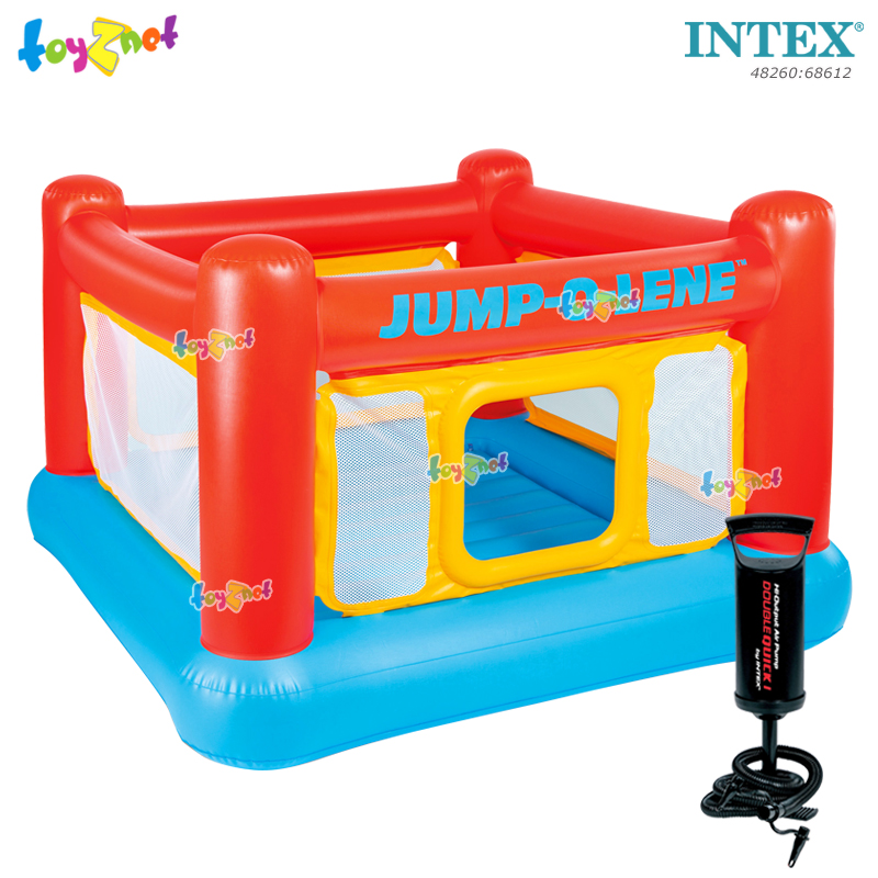 Intex ส่งฟรี เบาะกระโดด จั๊ม-โอ-ลีน 1.74x1.74x1.12 ม. รุ่น 48260 + ที่สูบลมดับเบิ้ลควิ๊ก วัน 4