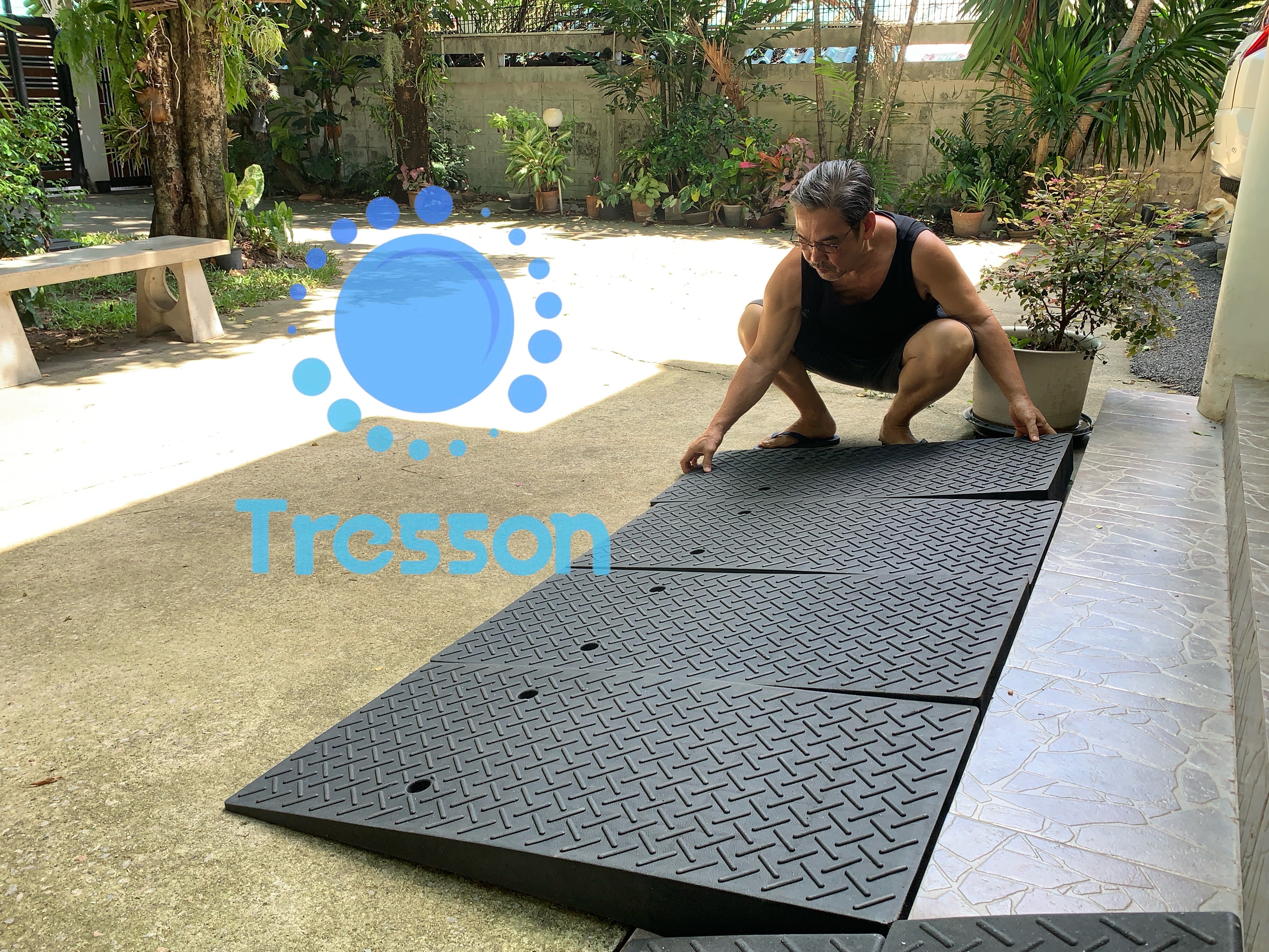 ทางลาดยางปีนฟุตบาท ขนาด กxยxส 50-100-(10-30 cm.) ยางชนิดเกรดA