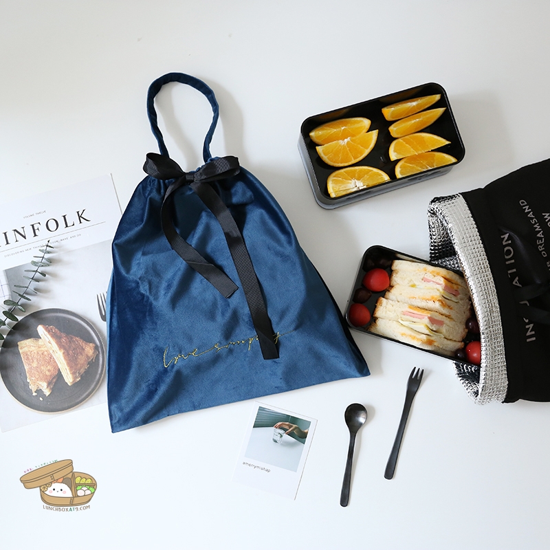 ถุงผ้าใส่กล่องข้าว พร้อมถุงเก็บความร้อน มี 5 สี