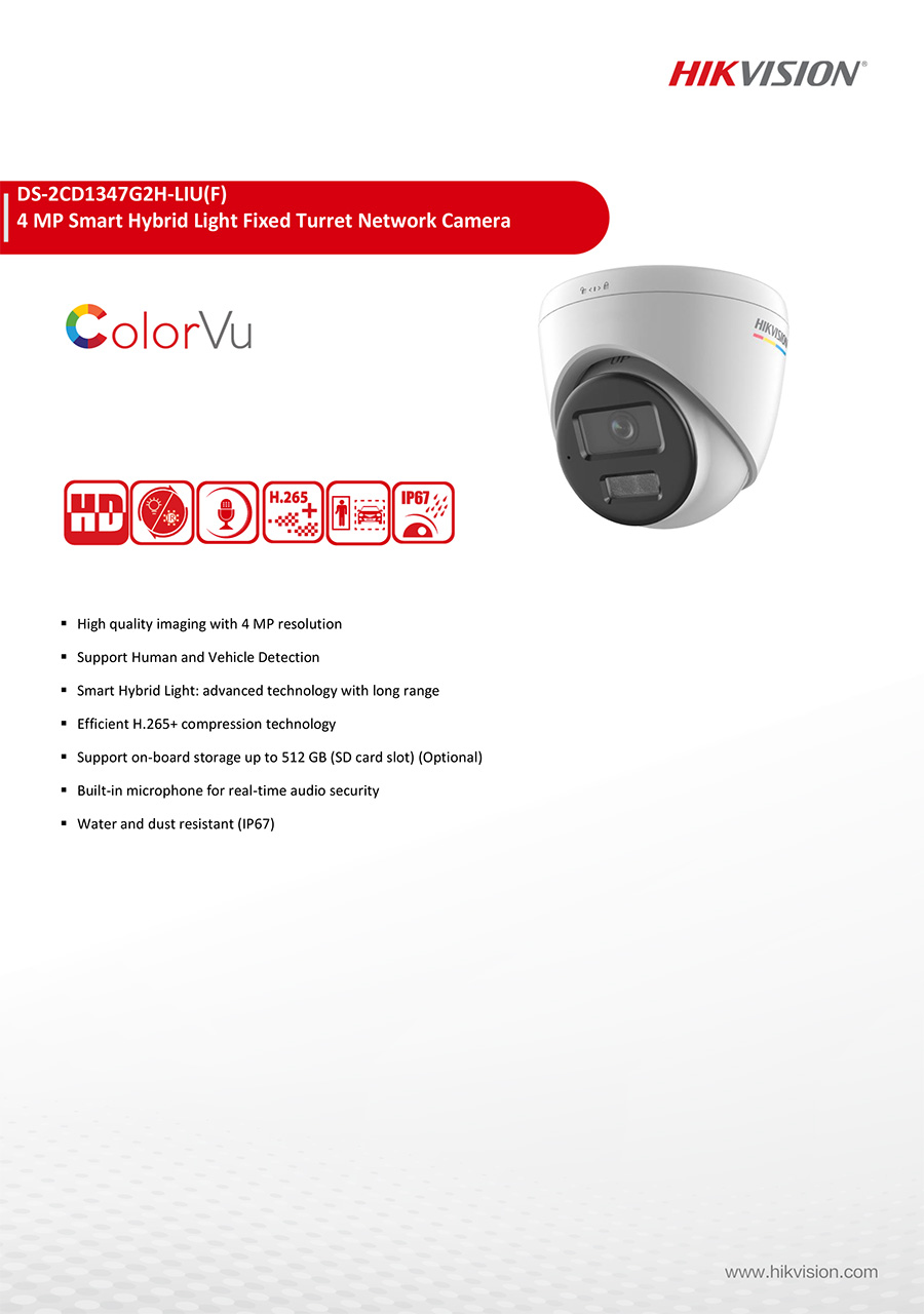 HIKVISION DS-2CD1347G2H-LIU กล้องวงจรปิด IP CAMERA 4MP ColorVu with Smart Hybrid Light มีไมค์ BY BILLIONAIRE SECURETECH DS-2CD1347G2H-LIU