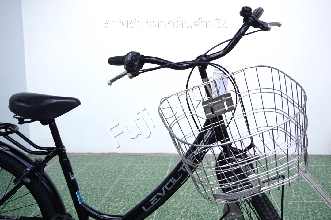 จักรยานแม่บ้านล้อโต ญี่ปุ่น - ล้อ 26x1.95 - เกียร์ 6 สปีด - ไฟหน้าอัตโนมัติ - Levolte - สีดำ [จักรยานมือสอง]