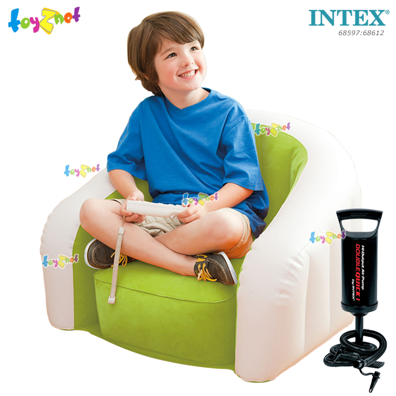 Intex Jr. Cafe Club Chair Green no.68597 + DQI Air Pump