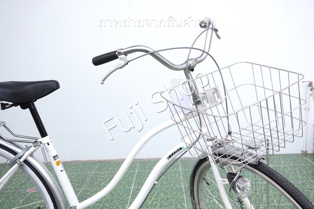 จักรยานแม่บ้านญี่ปุ่น - ล้อ 27 นิ้ว - ไม่มีเกียร์ - ไฟหน้าอัตโนมัติ - สีขาว [จักรยานมือสอง]