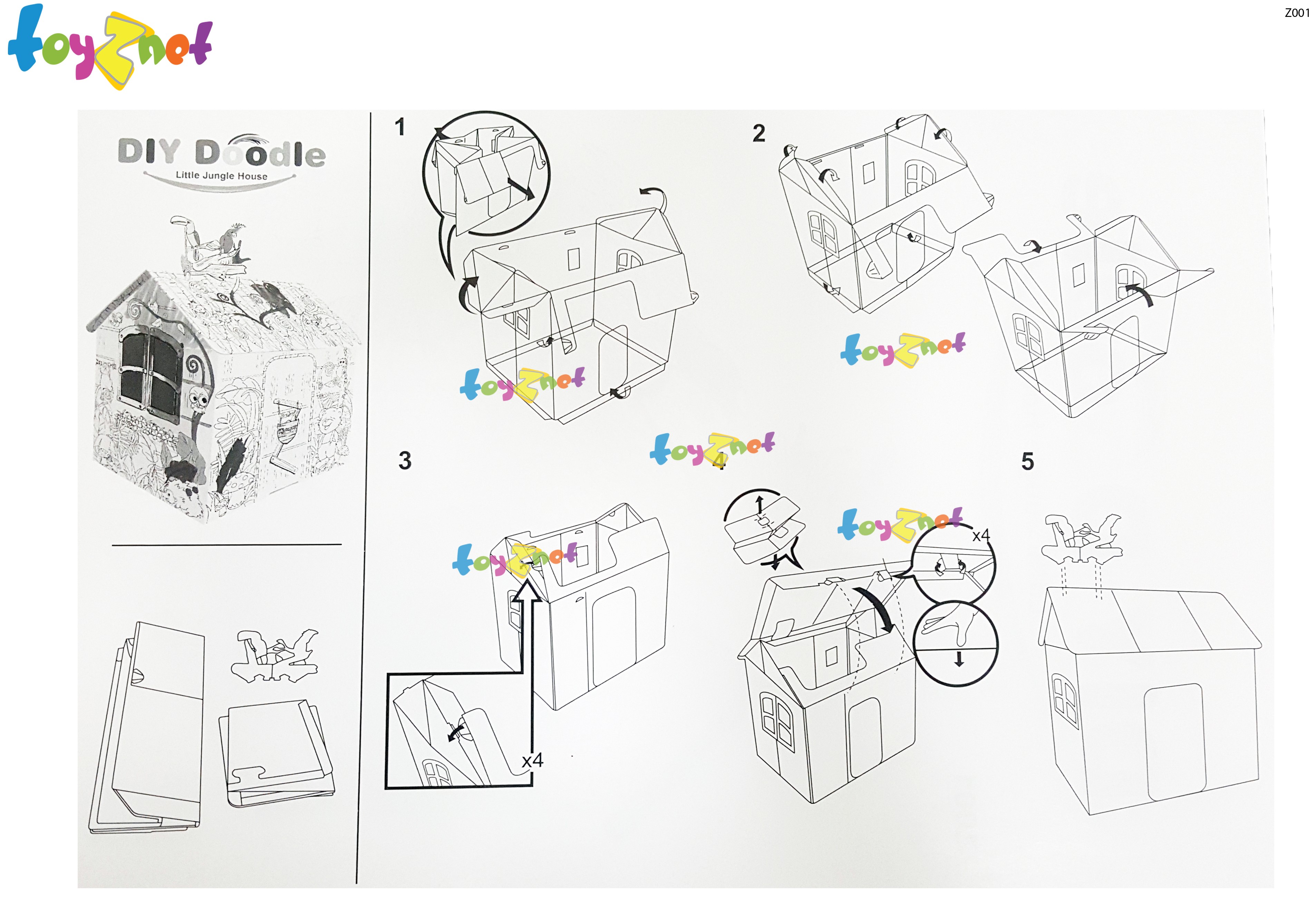 Toyznet ส่งฟรี บ้านกระท่อม กระดาษแข็ง ระบายสี เสริมทักษะ รุ่น Z001