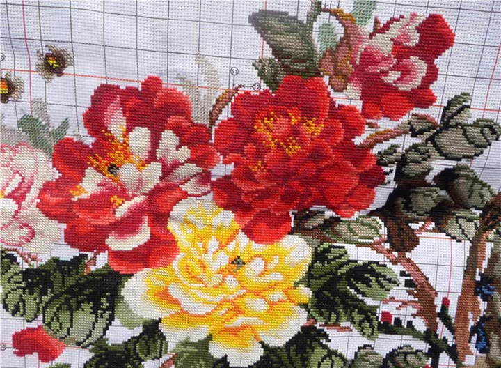 botan-1034 *พร้อมส่ง* ชุดปักครอสติช ลายนกคู่ในสวนโบตั๋น (ผ้า11CTพิมพ์ลาย ปัก 3 เส้นเล็ก) ขนาด 127*54 ซม.ผ้าครอสติช 11CTพิมพ์ลายปักบนผ้า+ไหมคอตตอน 50 สี+ผังลาย+เข็ม