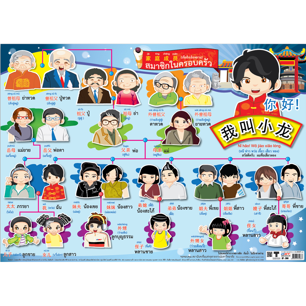 Family Members in Mandarin Chinese Educational Posters No.268