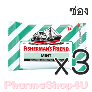 (ซื้อ3 ราคาพิเศษ) Mint เขียวลาย Fisherman's Friend Sugar Free Flavour Lozenges 25g ฟิชเชอร์แมนส์ เฟรนด์ #มิ้นเขียวลาย