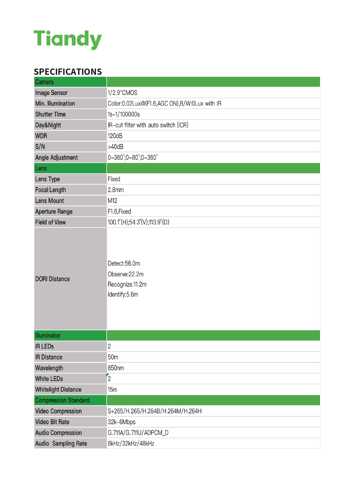 TIANDY TC-C34QN SPEC:I5W/E/Y/2.8MM/V4.2 กล้องวงจรปิด IP Camera 4MP IR 30M., มีไมค์ในตัว BY BILLIONAIRE SECURETECH TC-C34QN I5W/E/Y/2.8MM/V4.2