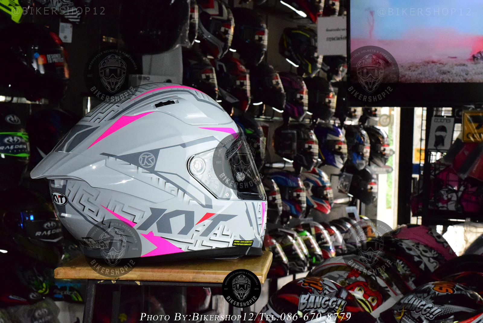 หมวกกันน็อคKYT STRIKER สี ASPHALT GREY-FUXIA (เงา)