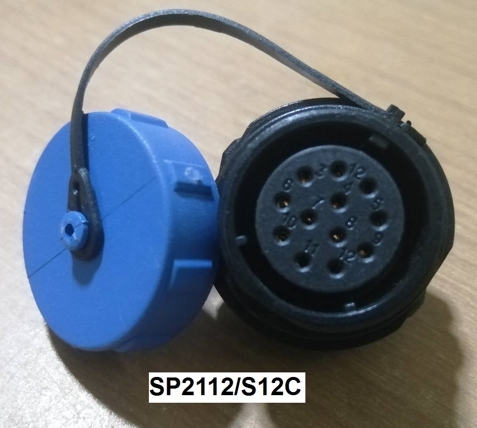 "WEIPU" Connector SP2112/S12C 12pole 5A IP68, cable OD.7-12mm, สายไฟ 0.75sq.mm ตัวเมียแบบติดแท่น