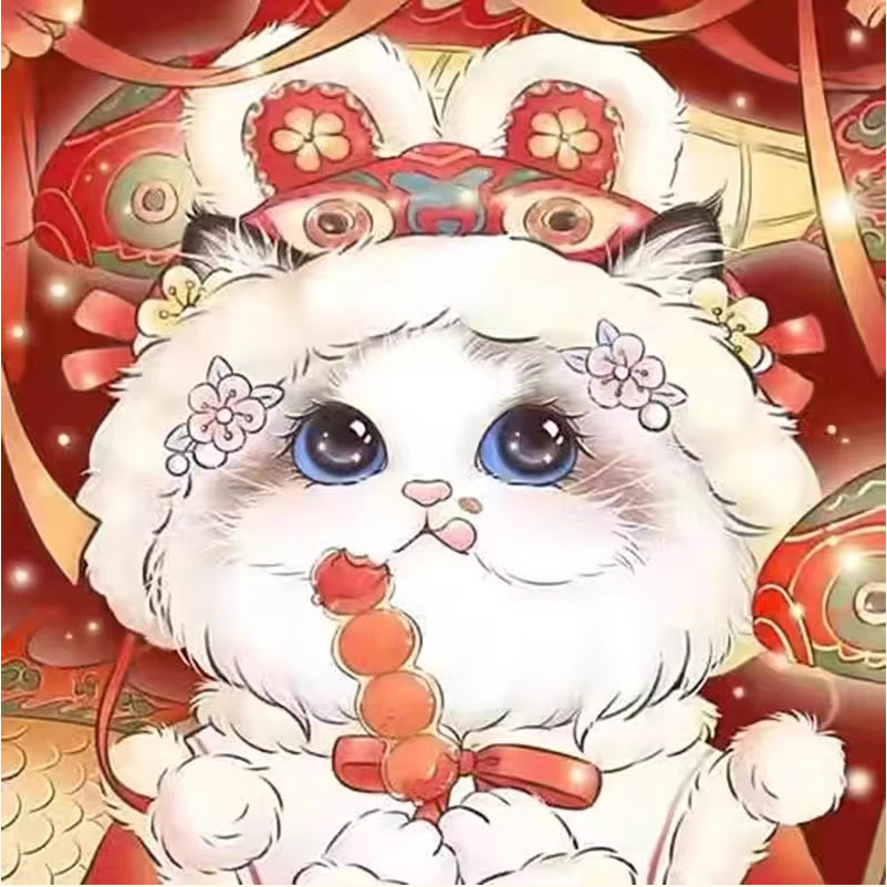 cat-1178 *สินค้าหมด* ชุดปักครอสติช ลายแมวน้อยน่ารัก 3 (งานปักเต็มลาย ไม่มีเดินเส้น) ปักครั้งละ 3 เส้นเล็ก ขนาด 50*50 ซม.ผ้าครอสติช 11CTพิมพ์ลายปักบนผ้า ไหมคอตตอน 27 สี ผังลาย เข็ม