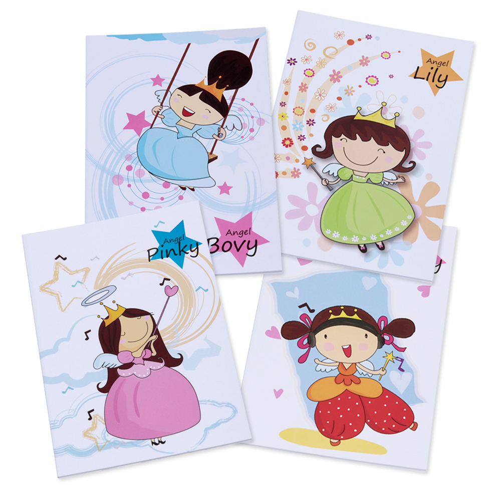 Writing Notebooks A5 with PP Covers Angel Pattern