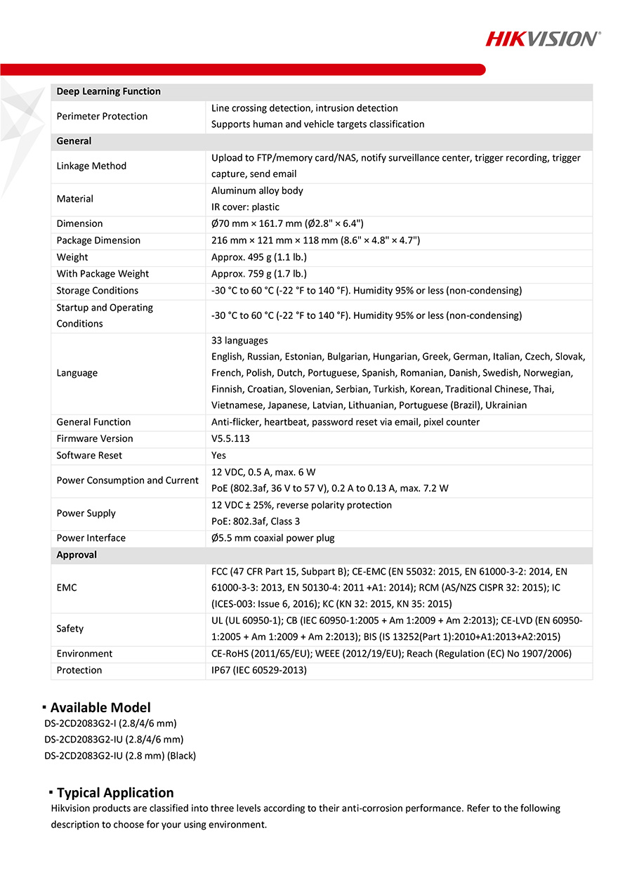 HIKVISION DS-2CD2083G2-IU (2.8mm.) IP CAMERA 8MP AcuSense, Built-in microphone, POE, IP67 BY BILLIONAIRE SECURETECH DS-2CD2083G2-IU (2.8mm.)
