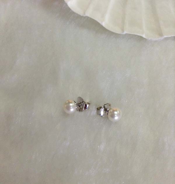 ต่างหูไข่มุกแท้ 5-5.5 มิล มุกซาลาเปา ก้านเงินแท้