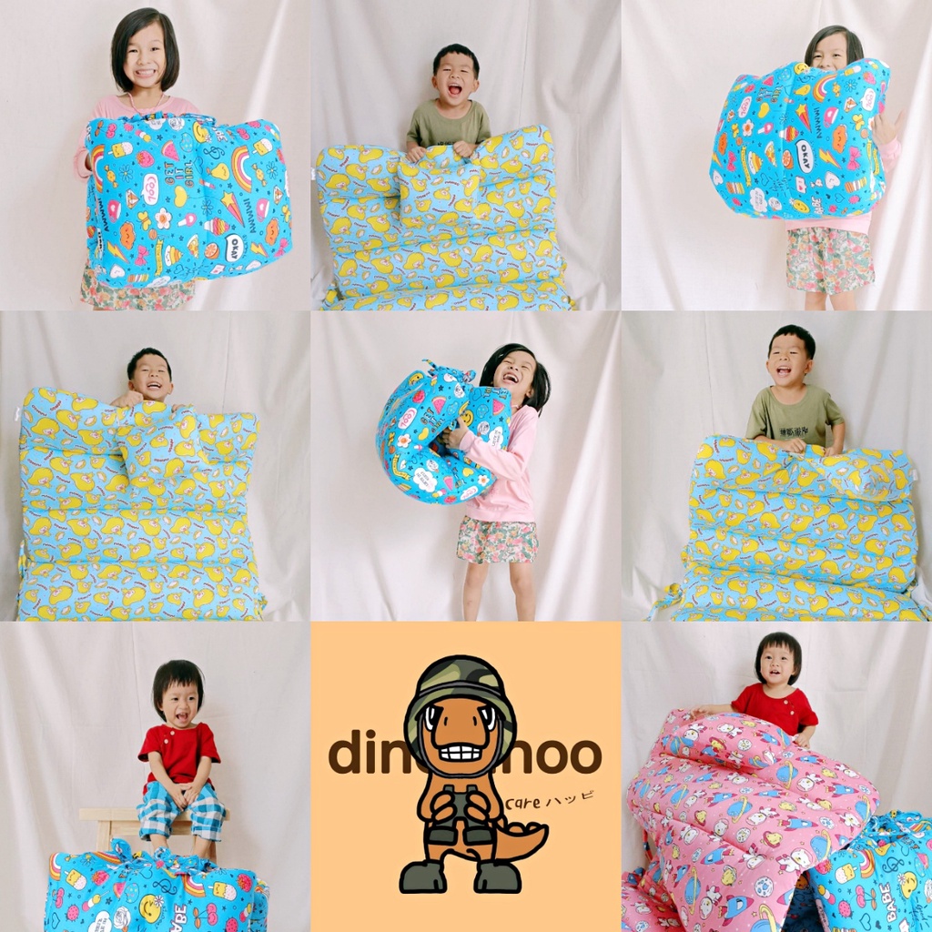 DINODINOO ที่นอนเด็กอนุบาล 85 x 130 cm.แบบผูก (ซักได้ทั้งผืน) พับง่าย มีสายหิ้ว เบา ผ้านุ่ม ลื่น สีไม่ตก ใยไม่เป็นก้อน