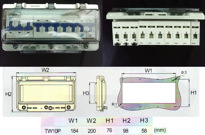 Tibox รุ่น TW10P หน้ากากเบรกเกอร์ หน้ากากbreaker MCB สำหรับ10ช่อง