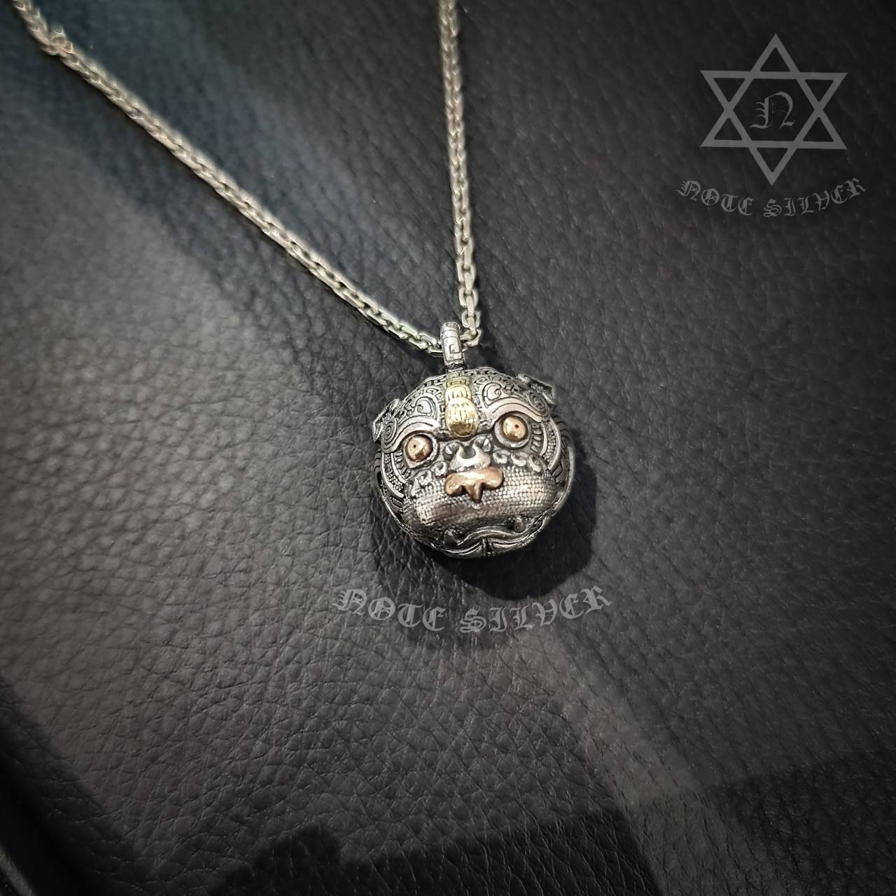 จี้กระดิ่งเงินแท้ลายหัวเสือ Sterling Silver 925 NSPD3391