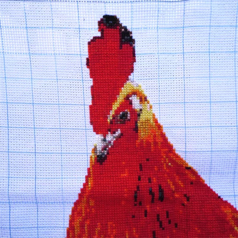 kai-1003 *พร้อมส่ง* ชุดปักครอสติช ลายไก่มงคลคู่โบตั๋น (ไม่มีเดินเส้น ผ้า11CTพิมพ์ลาย ปักครั้งละ 3 เส้นเล็ก) ขนาด 93*72 ซม.ผ้าครอสติช 11CTพิมพ์ลายปักบนผ้า ไหมคอตตอน 46 สี ผังลาย เข็ม