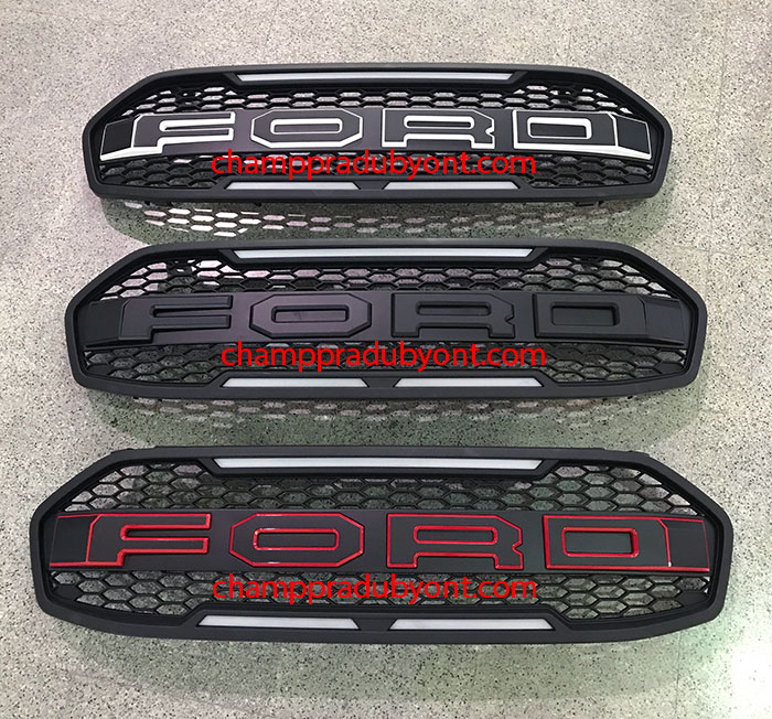 กระจังหน้า FORD EVEREST 2015-2017 โลโก้ใหญ่ มีไฟ LED แบบบาร์ ตัวอักษร 2 สี (V.5)