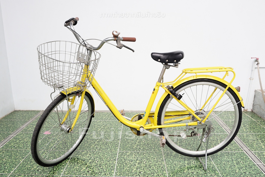 จักรยานแม่บ้านญี่ปุ่น - ล้อ 26 นิ้ว - เกียร์ 6 สปีด - ไฟหน้าอัตโนมัติ - สีเหลือง [จักรยานมือสอง]