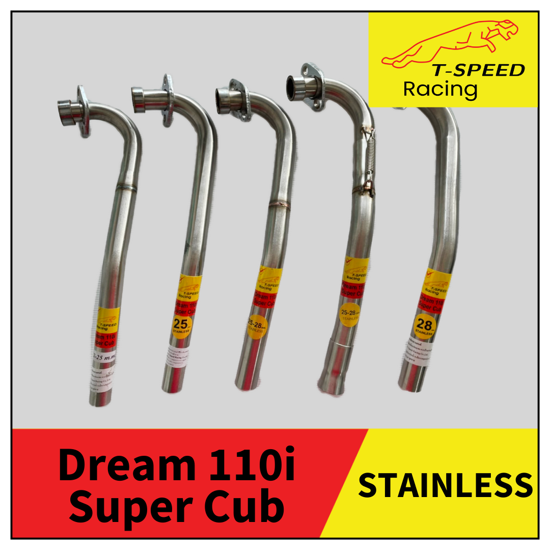 คอท่อ Honda Dream 110i SuperCub 🔩 Stainless steel แท้ เกรด 304 หนา: 1.2 มิลลิเมตร Size 22-25 m.m. ราคา 250 บาท Size 25 m.m. ราคา 250 บาท Size 25-28 m.m. ราคา 350 บาท Size 25-28 m.m.+สปริง ราคา 350 บาท Size 28 m.m. ราคา 300 บาท