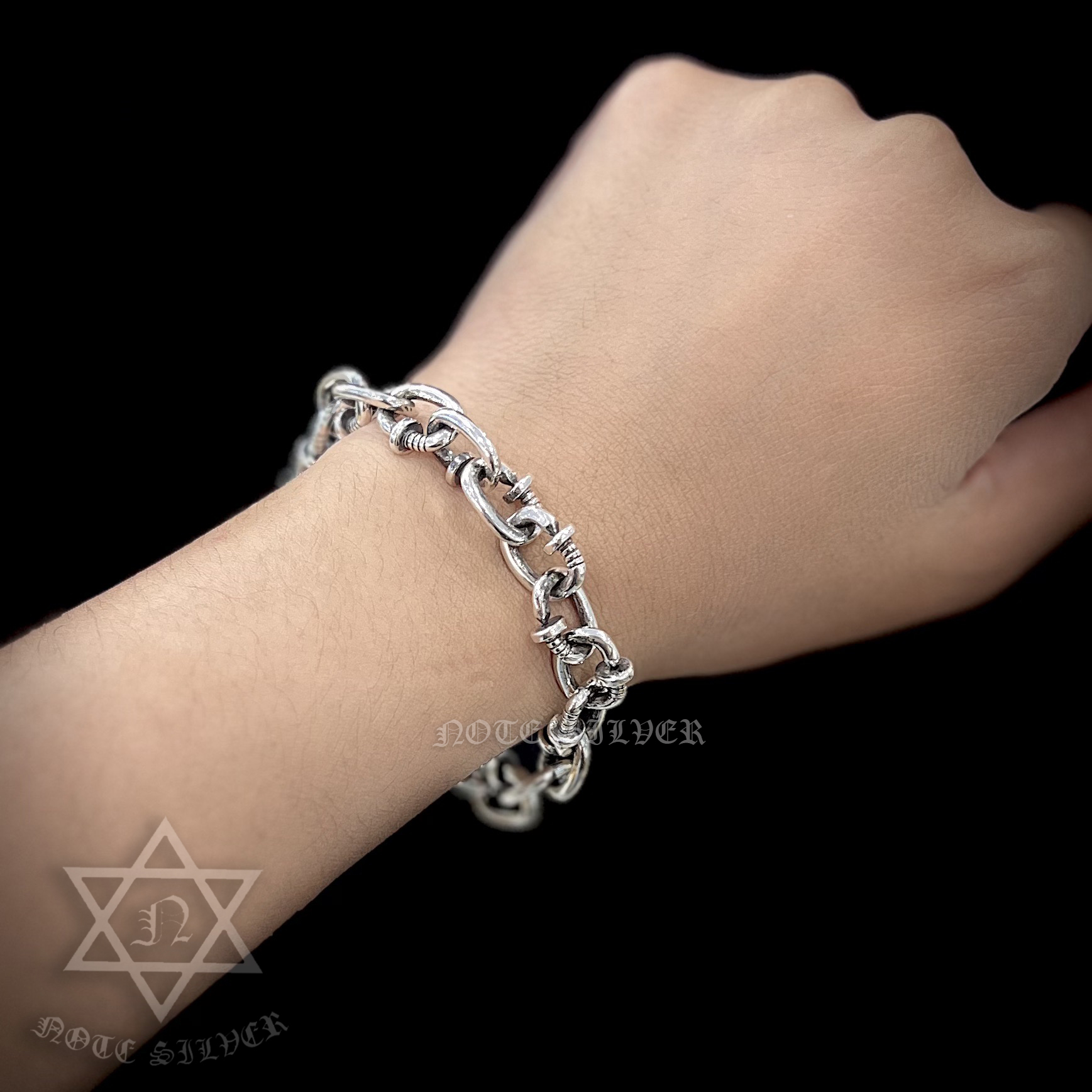 สร้อยข้อมือเงินแท้ โซ่ลายตะปู Sterling Silver 925 NSBL2246