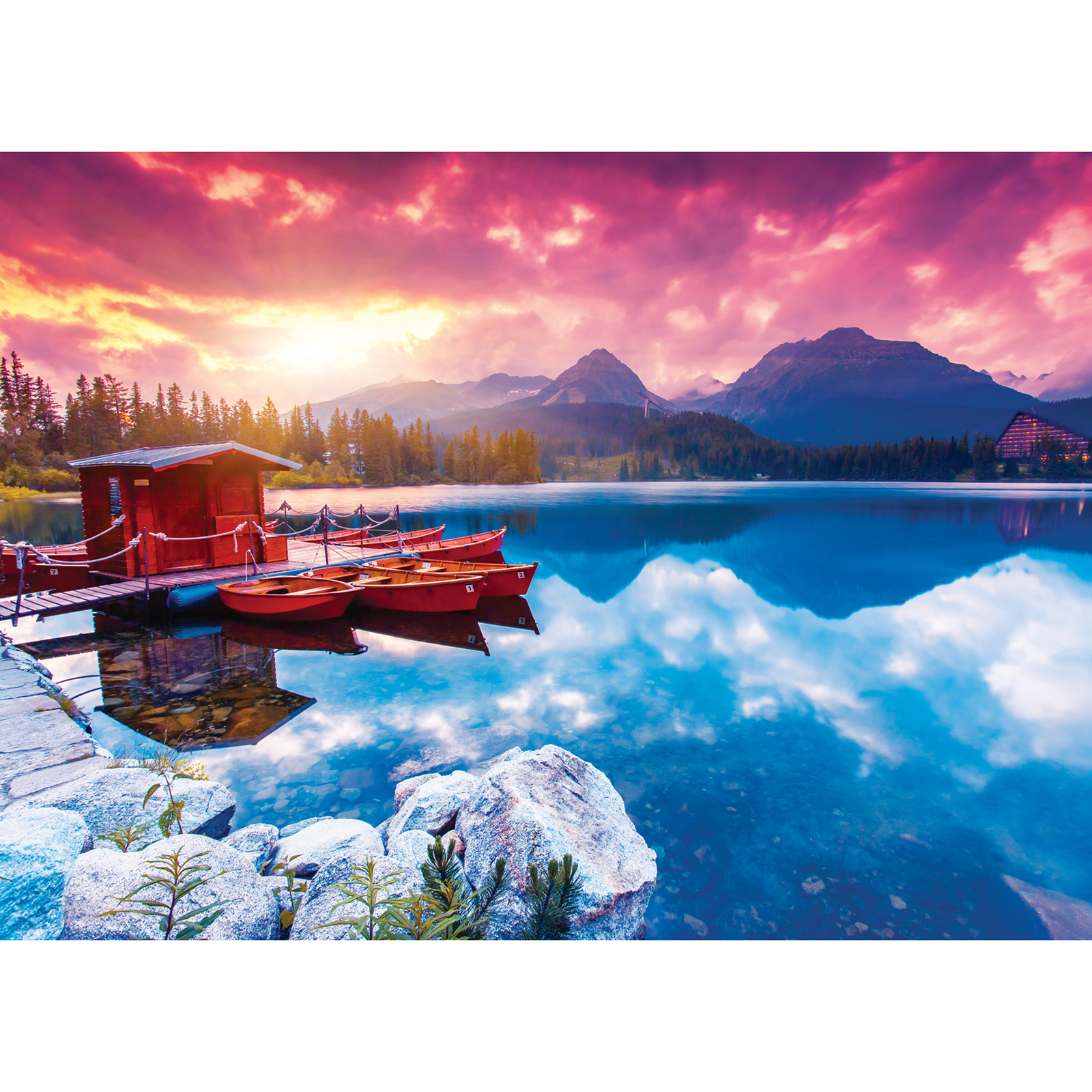 Jigsaw Puzzle ตัวต่อจิ๊กซอว์ 500 ชิ้น T061 Landscapes วิวธรรมชาติ Peaceful Mountain Lake Slovaki รูปทะเลสาบอันเงียบสงบ ประเทศสโลวะเกีย MagicLand6