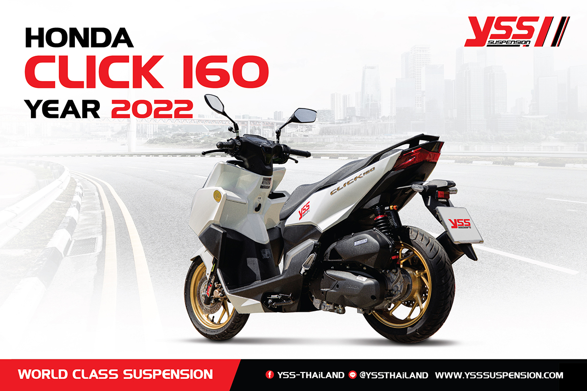 โช็ค YSS CLICK 160 G-SERIES สปริงแดง-สปริงดำ มีขนานสูงเท่าเดิมและ โหลด20mm
