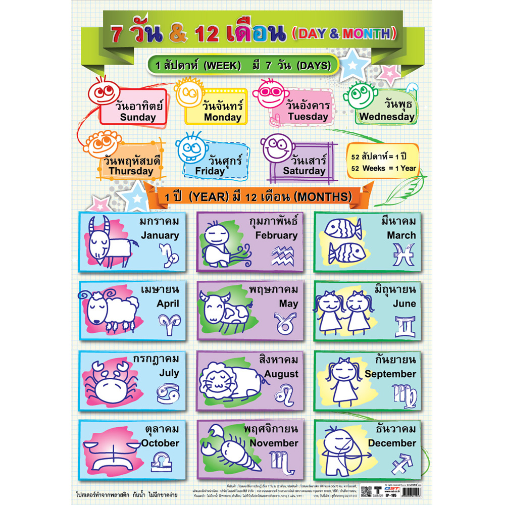 Learning Days and Months Educational Posters No.195