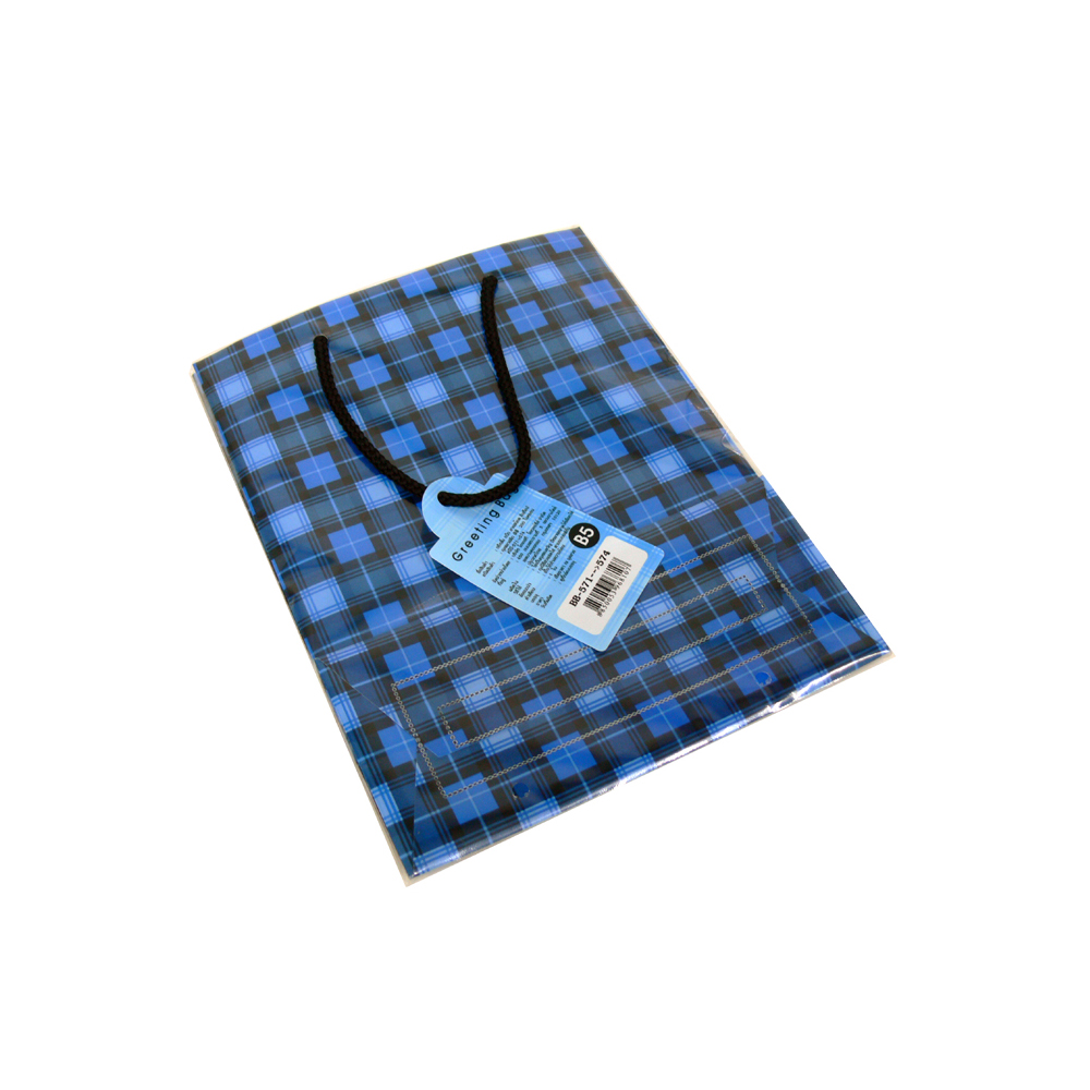 Shopping Bag with rope handle Plaid pattern B