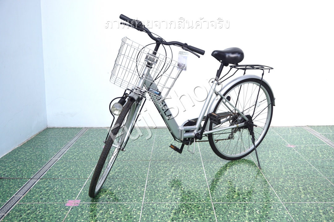 จักรยานแม่บ้านพับได้ ญี่ปุ่น - ล้อ 26 นิ้ว - เกียร์ 6 สปีด - สีเงิน [จักรยานมือสอง]