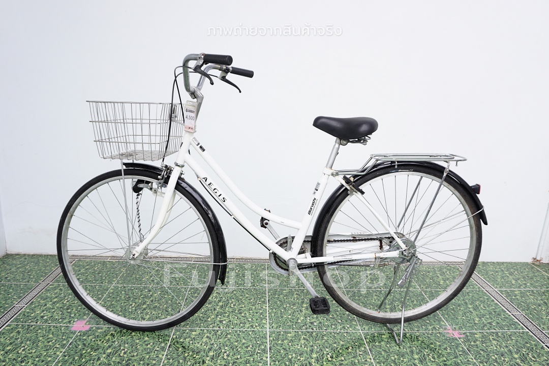 จักรยานแม่บ้านญี่ปุ่น - ล้อ 27 นิ้ว - ไม่มีเกียร์ - ไฟหน้าอัตโนมัติ - Maruishi - สีขาว [จักรยานมือสอง]